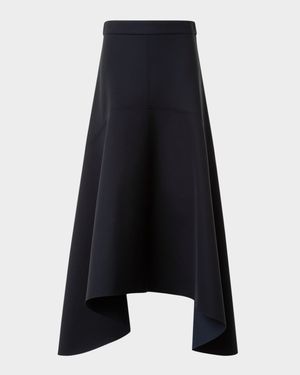 Asymmetrical Neoprene Midi Skirt