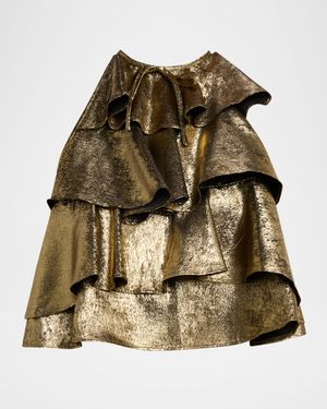 Bodil Metallic Ruffle Top