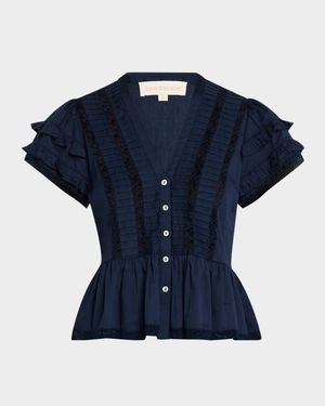 Amira Pleated Peplum Blouse