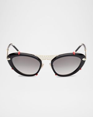 Miss Z Spiked Oval Acetate Sunglasses