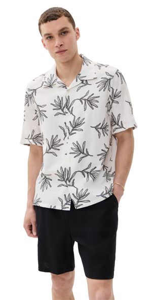 NN07 Ole Printed Camp Shirt Off White XL