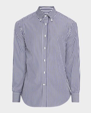 Men's Cotton Wide Stripe Button-Collar Sport Shirt
