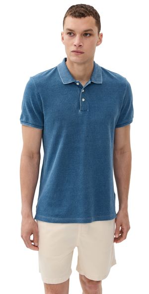 Taylor Stitch The Pacific Cotton Pique Polo Washed Indigo Pique 40