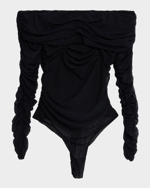 Poppie Gathered Off-Shoulder Bodysuit