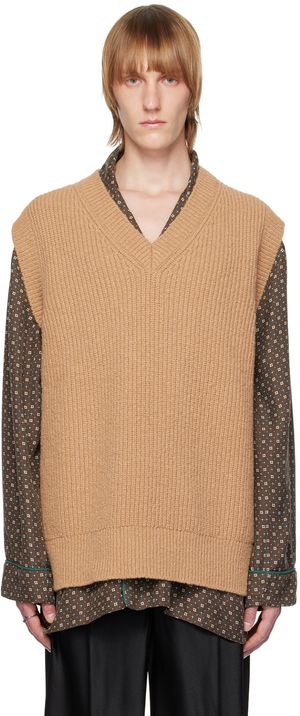 Maison Margiela Tan V-Neck Vest