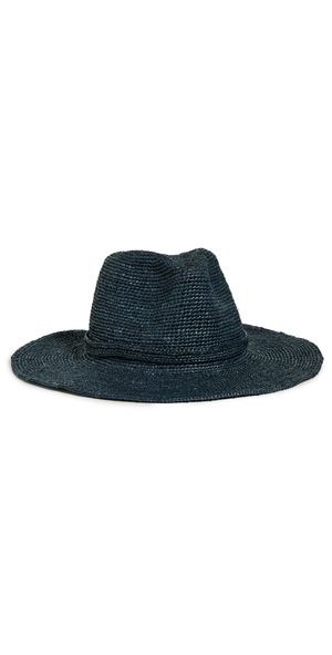 Janessa Leone Western Straw Fedora Navy S