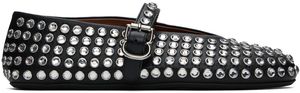 ALAÏA Black Strass Lambskin Ballerina Flats