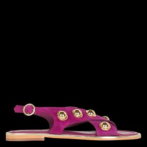 Petite Mendigote - Sandales plates à rivets en cuir - Taille 41 - Violet