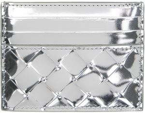 Bottega Veneta Silver Intrecciato Card Holder