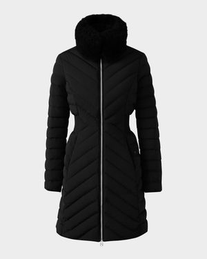 Lyris Quilted Down Coat with Detachable Shearling Trim