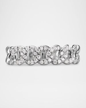 Belmont Curb Link Band Ring with Diamonds in Silver, 5mm