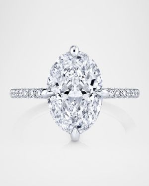 Platinum Oval Diamond Statement Ring, Size 6.5, 4.77tcw