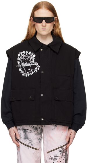 WESTFALL Black Bonded Denim Vest