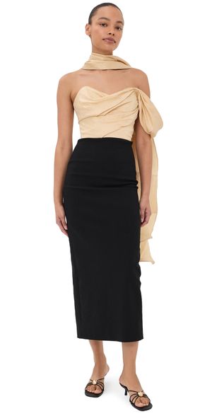 Rosie Assoulin Burbling Stream Scarf Dress Buttercream 6