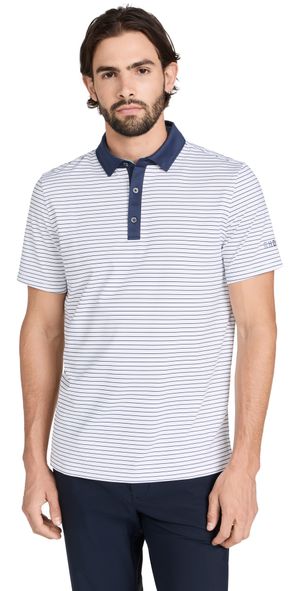 Rhone Golf Sport Polo Bright White/True Navy Stripe XXL