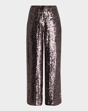 Adieu For Now Sequined Wide-Leg Pants