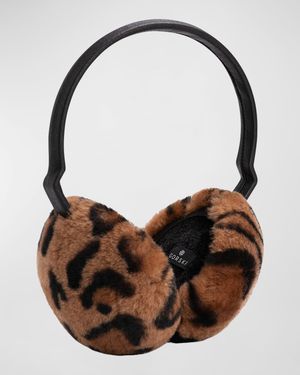 Leopard Lamb Shearling Fur Earmuffs