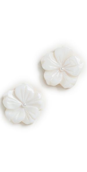 Kenneth Jay Lane Button Pierced Earrings Gold/Pearl One Size