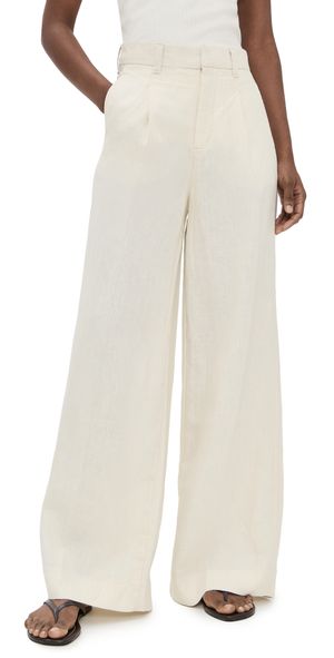 DL1961 Hepburn Pleated Wide Leg High Rise Linen Pants Flax Linen (Linen) 29