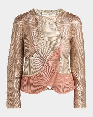 Metallic Soutache Two-Tone Leather Jacket