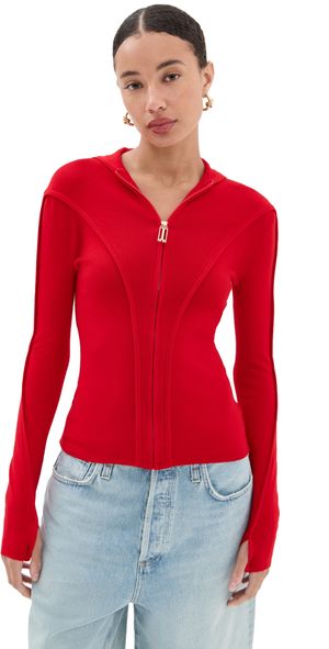 Victoria Beckham Piping Detail Hooded Top Bright Rose M