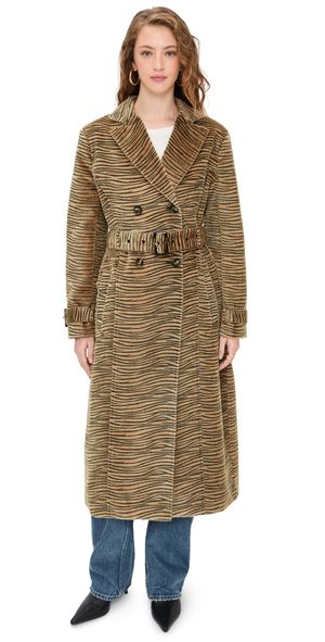 LAMARQUE Leslie Faux Hair Trench Coat Tiger XL
