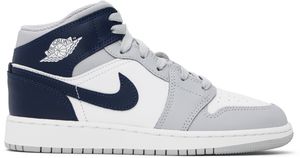Nike Jordan Big Kids Navy & Gray Air Jordan 1 Mid Sneakers