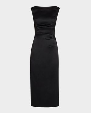 Sleeveless Stretch Mikado Midi Dress