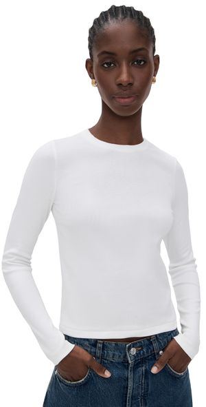 DL1961 Long Sleeve Baby Tee White (Knit) XS