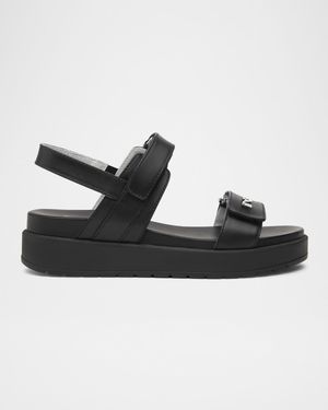 Leather Double-Grip Flatform Sandals