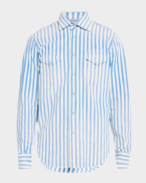 Men's Bengal Stripe Denim Western Shirt