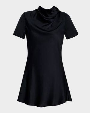 Iris Silk Cowl-Neck Mini Dress