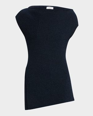 Millie Asymmetric Ribbed Sweater Top