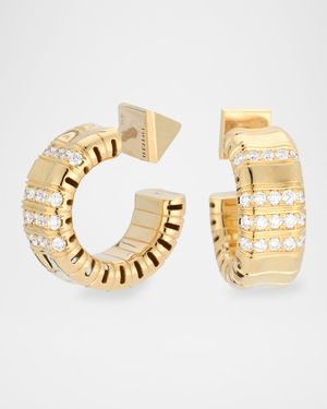 18K Yellow Gold Small Hoop Earrings with Diamonds