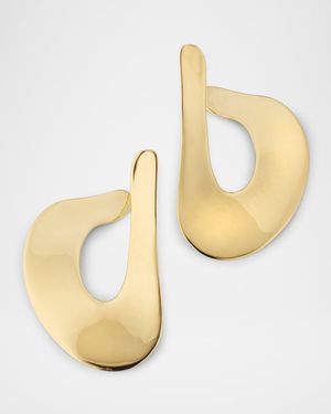 18K Yellow Gold Classico Wavy Organic Disc Post Earrings
