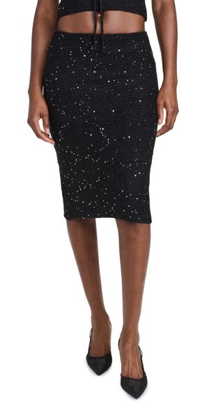 GUIZIO Miki Sequin Knit Skirt Black S