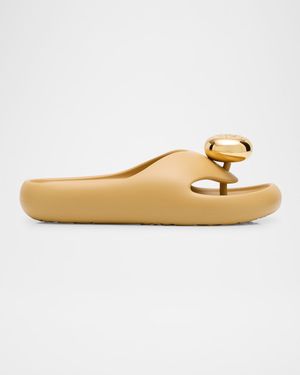 Pebble Patent Toe-Post Slide Sandals