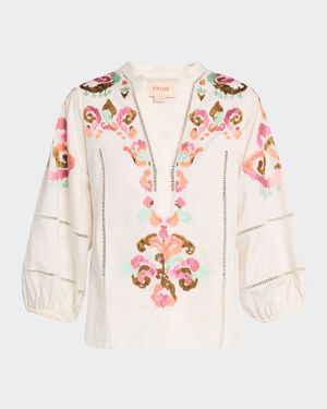 Rylie Embroidered Peasant Top