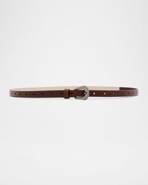 Glossed Skinny Leather Belt