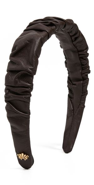 Lele Sadoughi Kelly Leather Headband Espresso One Size