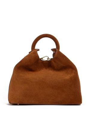 Elleme - Sac à main raisin en daim - Taille Unique - Marron