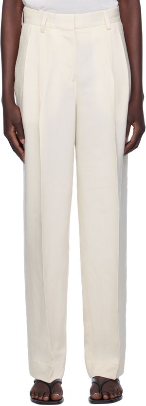 TOTEME Beige Double-Pleat Fluid Trousers