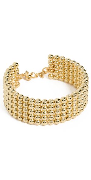 Kenneth Jay Lane Soldered Balls Open Bracelet Polished Gold One Size