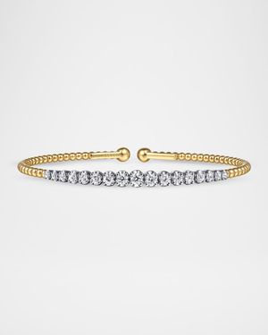 14K White and Yellow Gold Diamond Bujukan Bangle