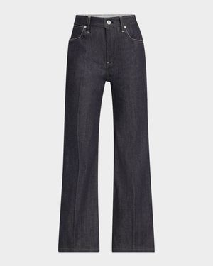 Mid-Rise Kickflare Ankle Denim Trousers