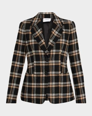 Wool Check Single-Breasted Jacket
