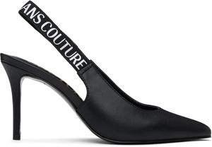 Versace Jeans Couture Black Logo Scarlett Slingback Heels