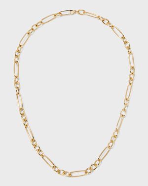 Yellow Gold Alternating Long and Short Oval Link Chain Necklace, 18"L