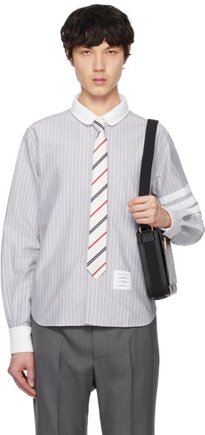 Thom Browne Chemise bleu marine en toile oxford à rayures fines et à quatre rayures