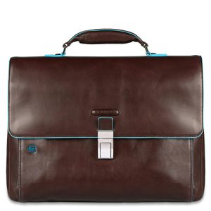 Piquadro - Mallette en cuir expansible à rabat - Taille Unique - Marron